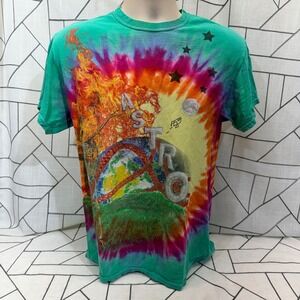Travis Scott Astroworld Tie Dye Tour T-Shirt Mens Medium Green Graphic 2018 READ